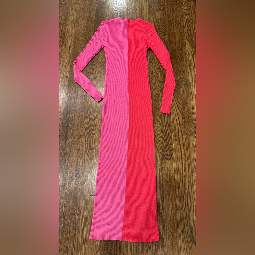 STAUD Shoko Pink Quartz ribbed-knit Midi dress Size Medium M - Picture 5 of 9